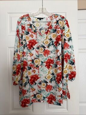 Mario Serrani Red Floral Print Blouse XXL